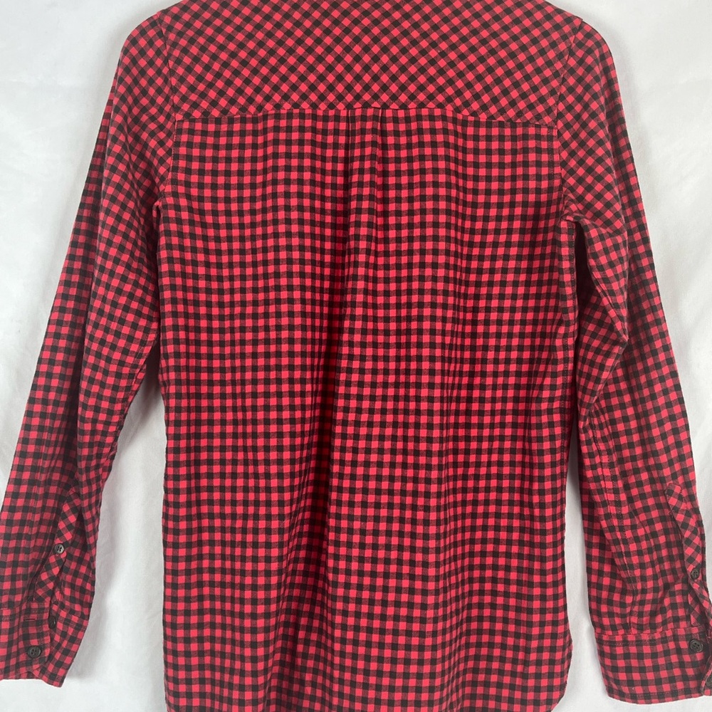 J.Crew Women’s Red Black Check Plaid Flannel Shirt Size 4 Long Sleeve Soft - Picture 3 of 12